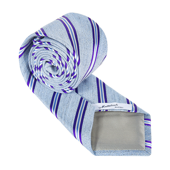 MATTABISH BLUE & PURPLE STRIPED TIE | MENS - Picture 4 of 4